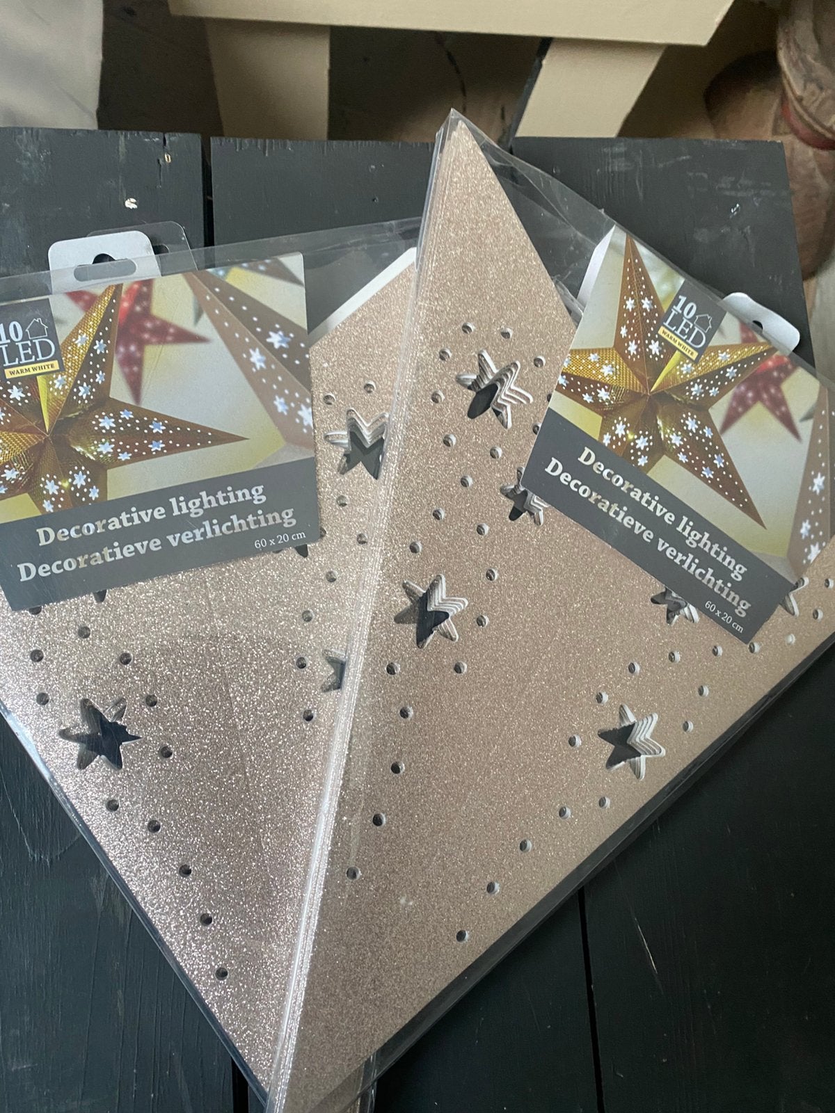 Kerstster/kerst ster, goudkleur, 2 stuks voor €5,00 nieuw, Ophalen