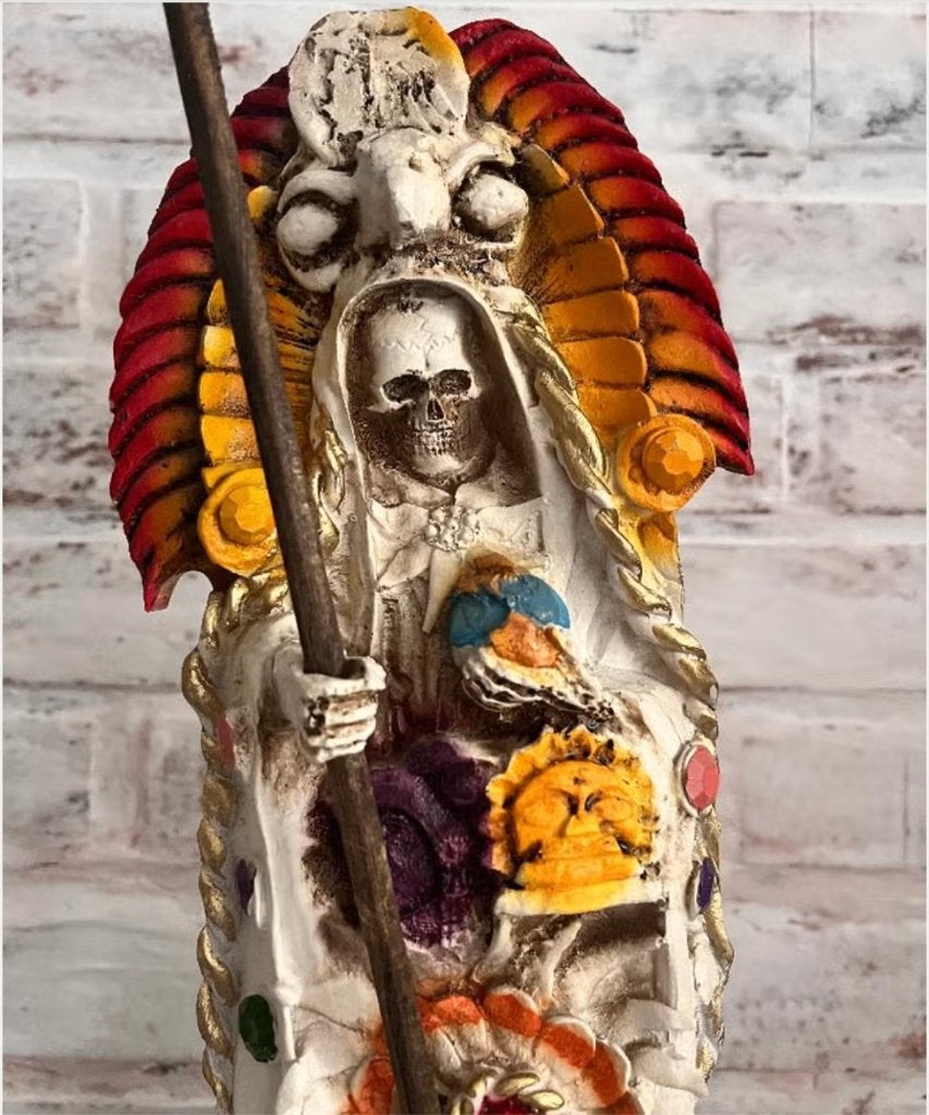 Wit Santa Muerte Azteca beeld, Antiek en Kunst, Ophalen of Verzenden