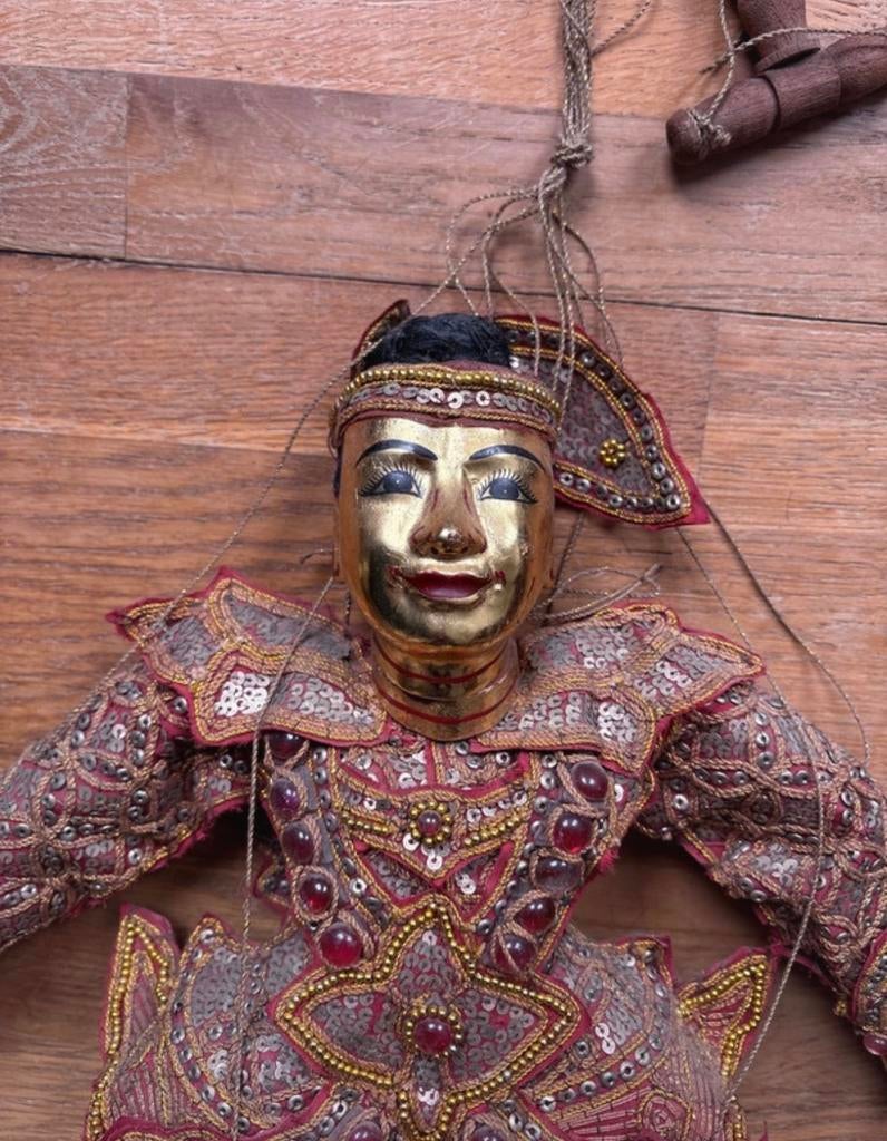 Houten Marionette  Pop  Birma Myanmar, Ophalen of Verzenden, Gebruikt