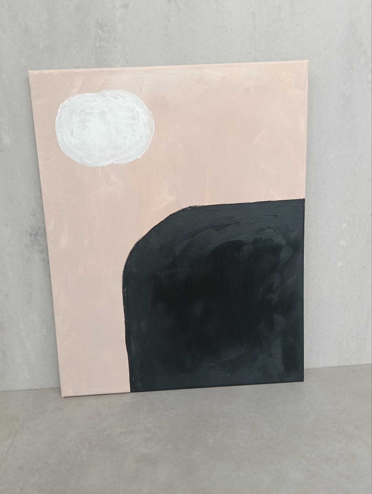 Japandi schilderij beige zwart abstracte/moderne muurkunst, Ophalen of Verzenden, 3D-effect, Acrylverf