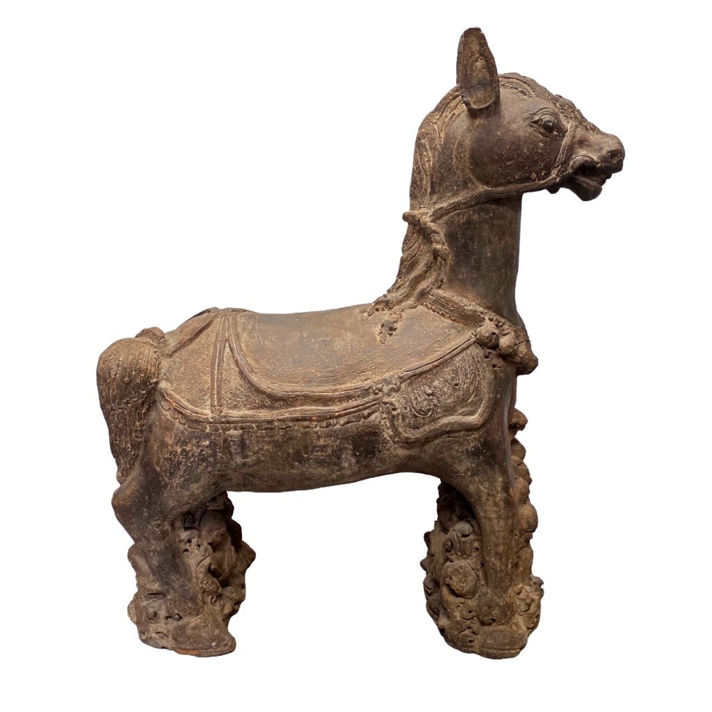 Oud terracotta tempelpaard uit India, Antiek en Kunst, Ophalen, 50 - 100 cm, Steen of Keramiek, Beeld