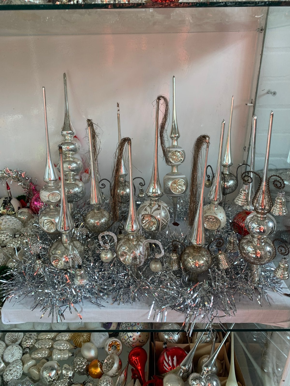 Kerstbal mooie echte oude antieke tinsel bellen pieken., Diversen, Ophalen of Verzenden