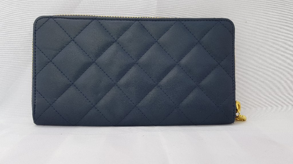 Dames portemonnee Hema, blauw leer, met ritssluiting. 7B8, Tweedehands verkoop, Tweedehands verkoop, Gebruikt, Blauw