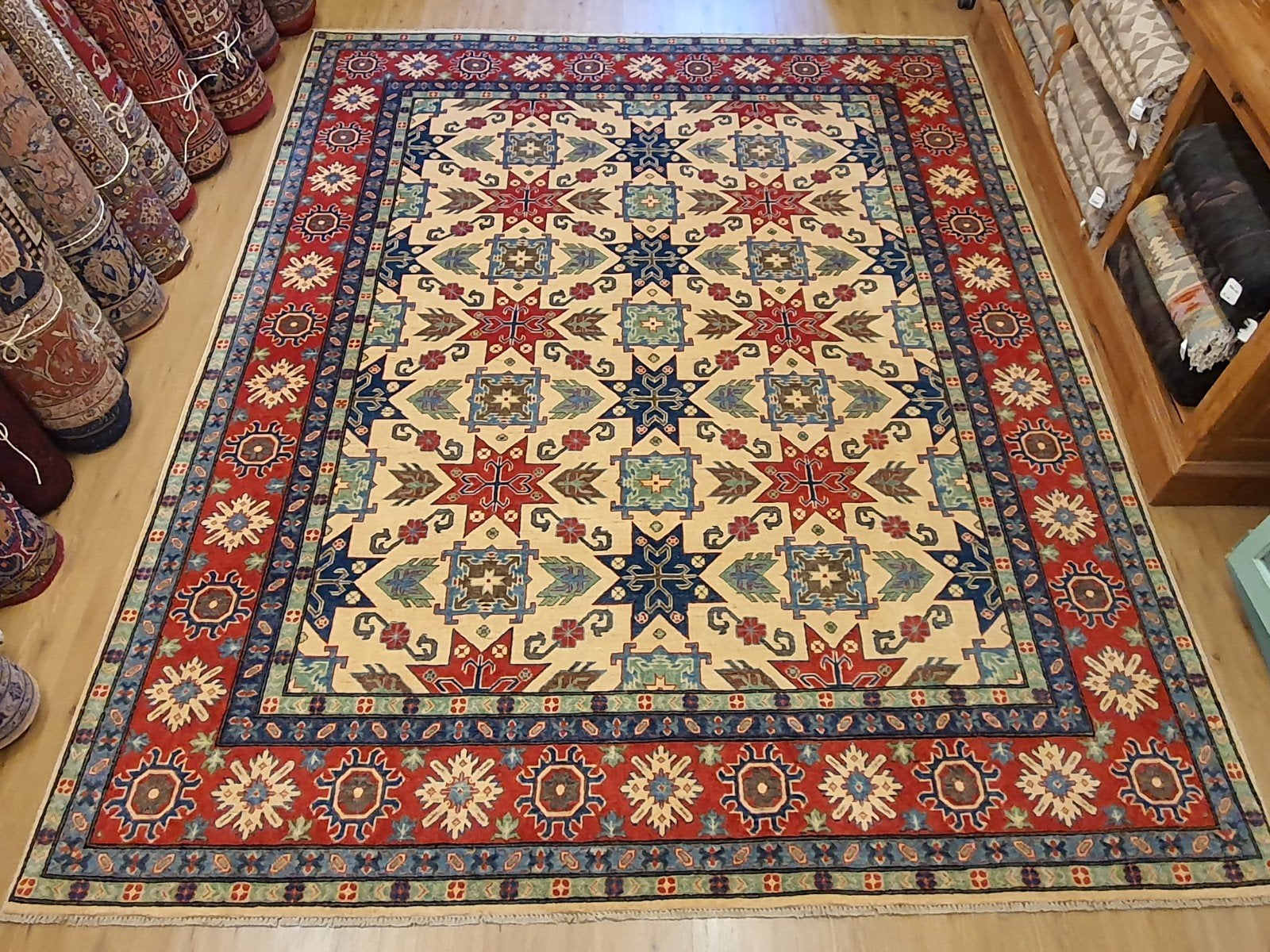 Handgeknoopt oosters tapijt kazak 309x246, Huis en Inrichting, Stoffering | Tapijten en Kleden, Perzisch, Vof Slats Antiek, 200 cm of meer