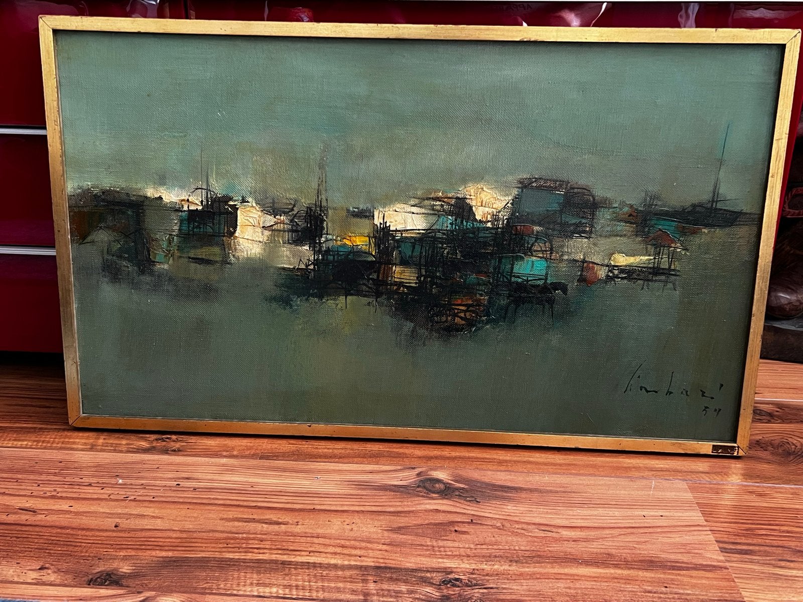 Abstract Schilderij Gesigneerd 'Limbazi' 1954, Ophalen