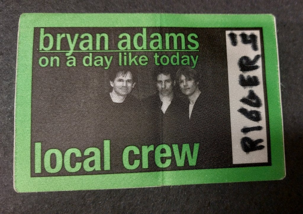 Bryan Adams BACKSTAGE PASS Weert Bospop 1999, Gebruikt, Bryan Adams, Ophalen of Verzenden, NvT