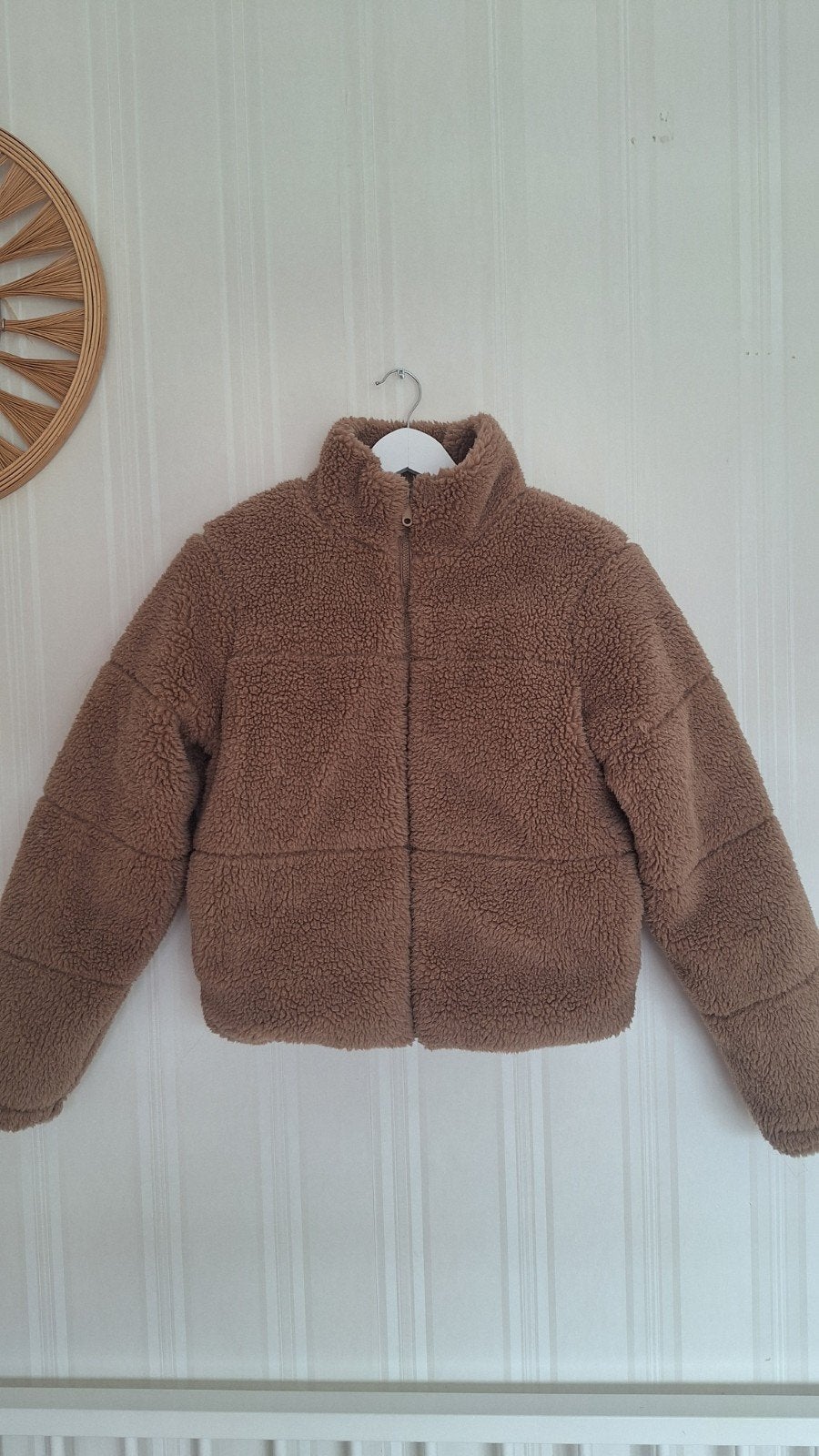 Comfortabel bruin teddy jack, Ophalen, Nieuw, Maat 38/40 (M), Bruin
