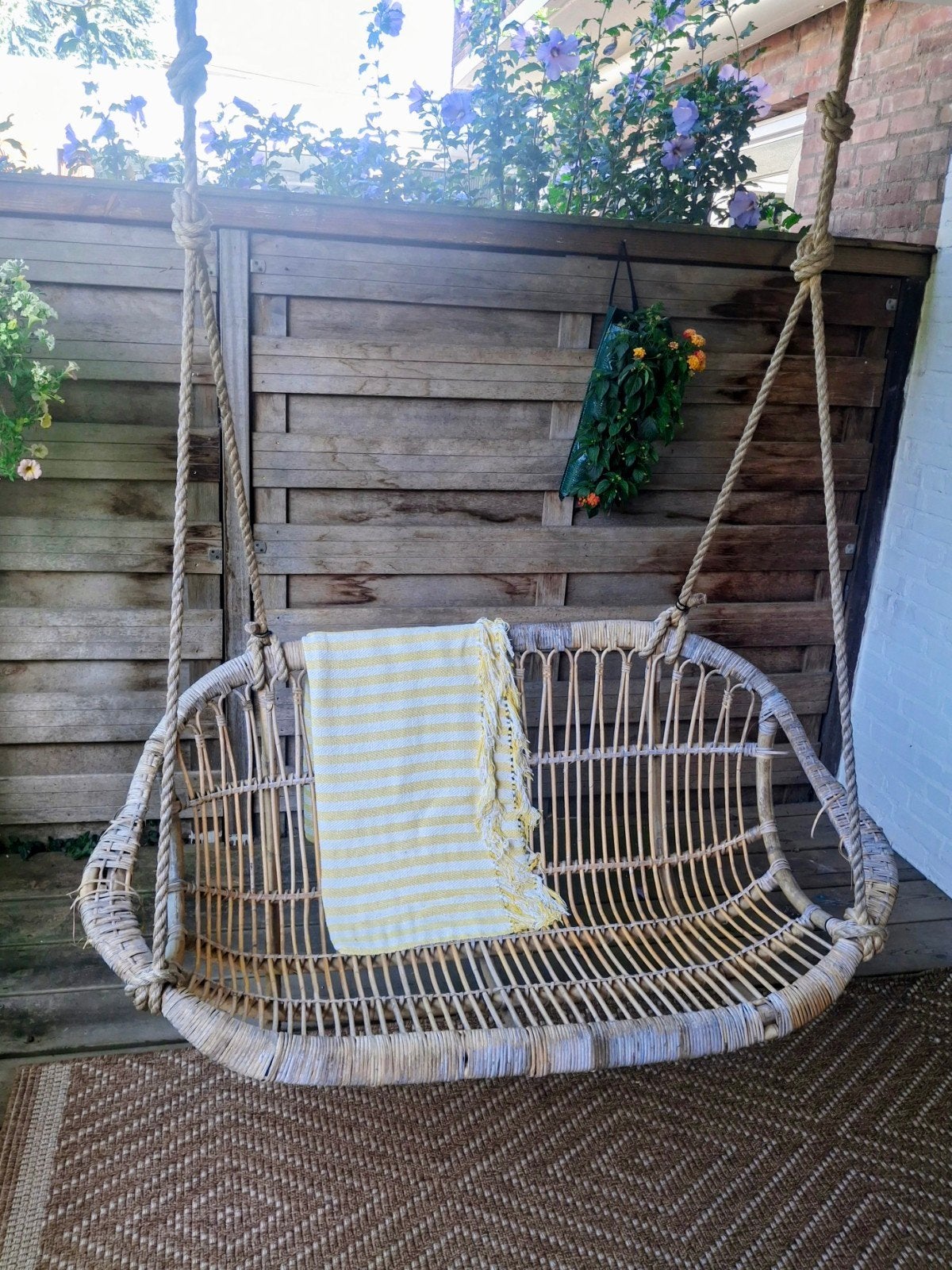 Rotan bamboe schommelbank, Tuin en Terras, Ophalen