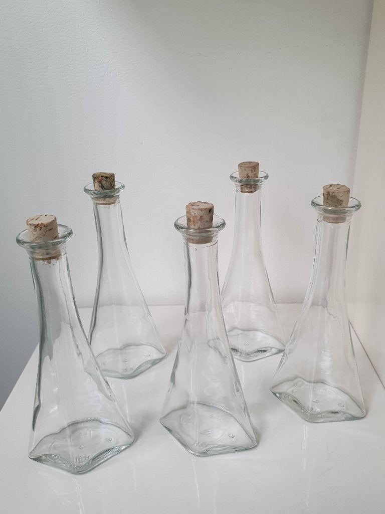 Set van 5 glazen flessen met kurk, Ophalen of Verzenden, Zo goed als nieuw, Wit, Overige merken