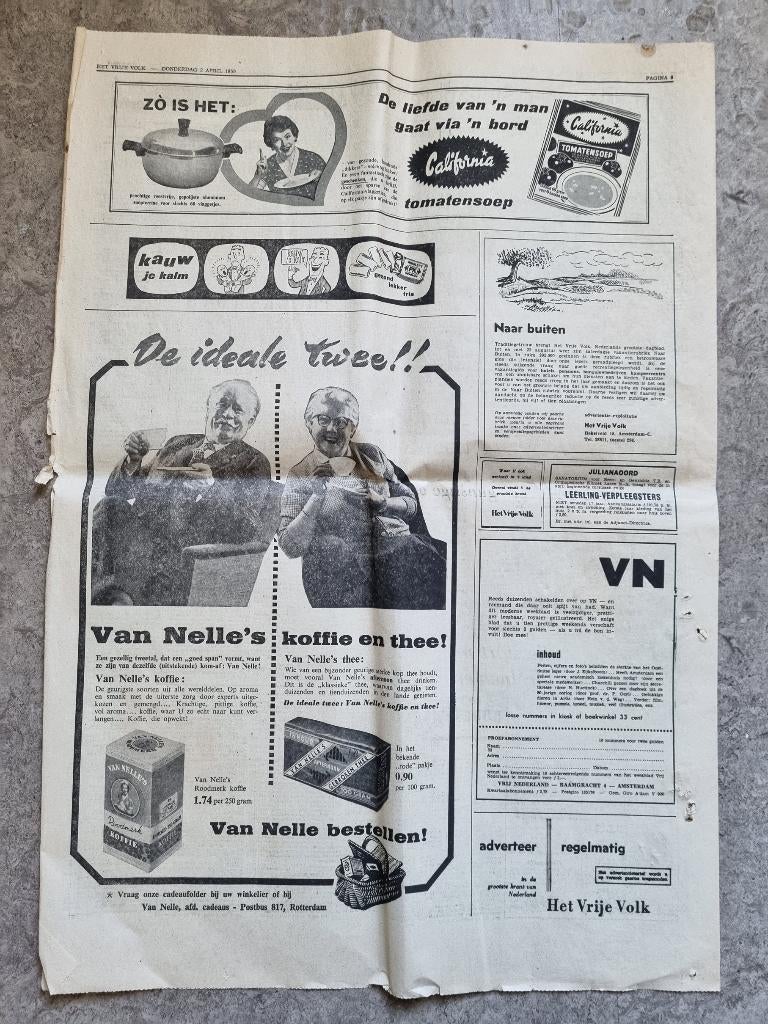 Advertentie Van Nelle's koffie en thee (1959), Ophalen of Verzenden, 1940 tot 1960, Knipsel(s)