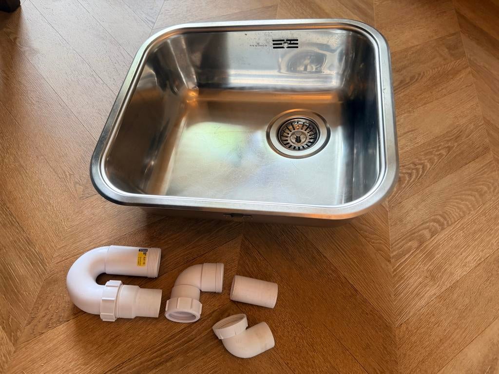 Reginox RVS spoelbak met sifon, Huis en Inrichting, Keuken | Keukenelementen, Ophalen, Overige kleuren, 50 tot 100 cm, Zo goed als nieuw