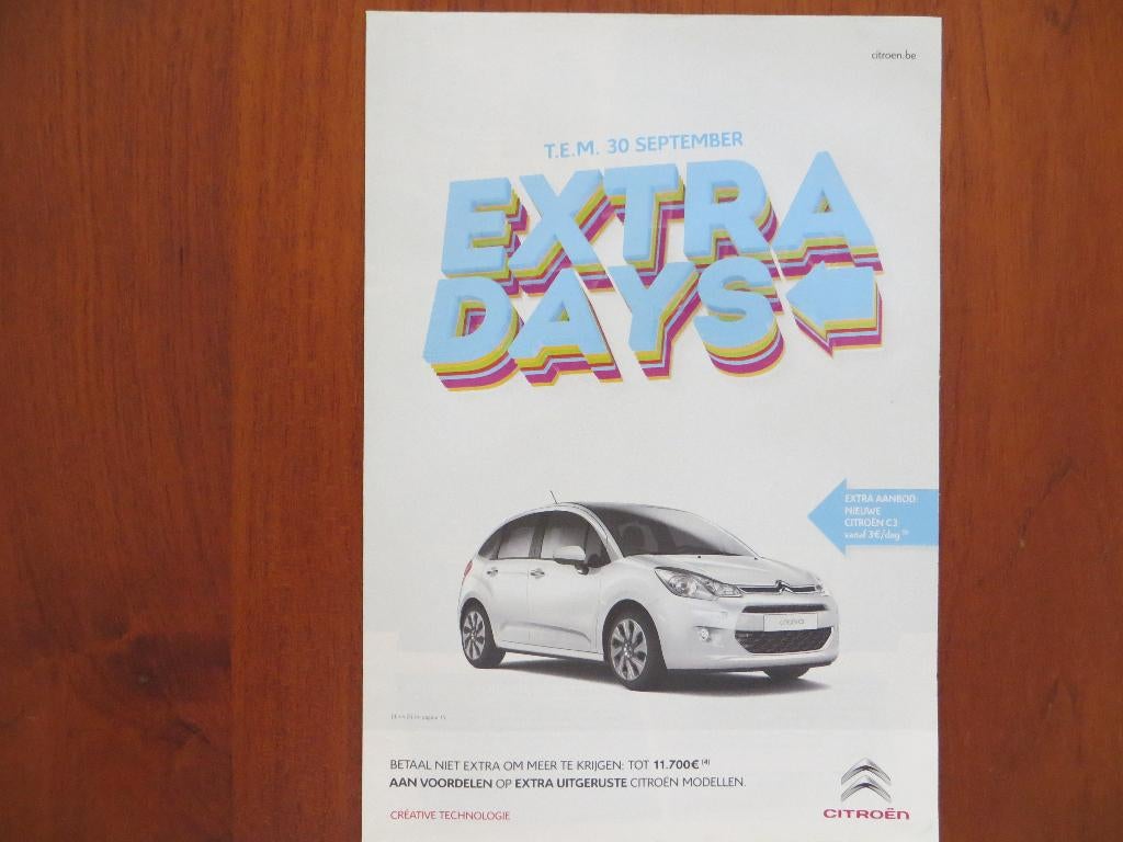 Citroën Extra Days (sept. 2013) C4 Picasso, C3, C1, C4, e.a., Boeken, Auto's | Folders en Tijdschriften, Ophalen of Verzenden