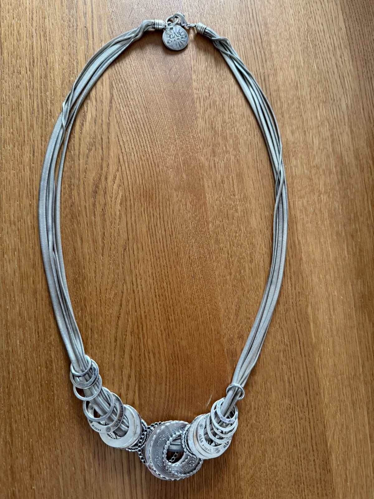 Gas Bijoux Collier Prachtige Zilverkleurige Statement, Ophalen of Verzenden, Zo goed als nieuw, Zilver, Overige materialen