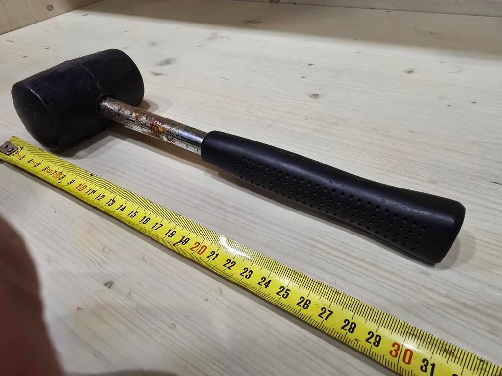 Rubberen hamer - Gebruikt met metalen steel, Ophalen of Verzenden, Gebruikt