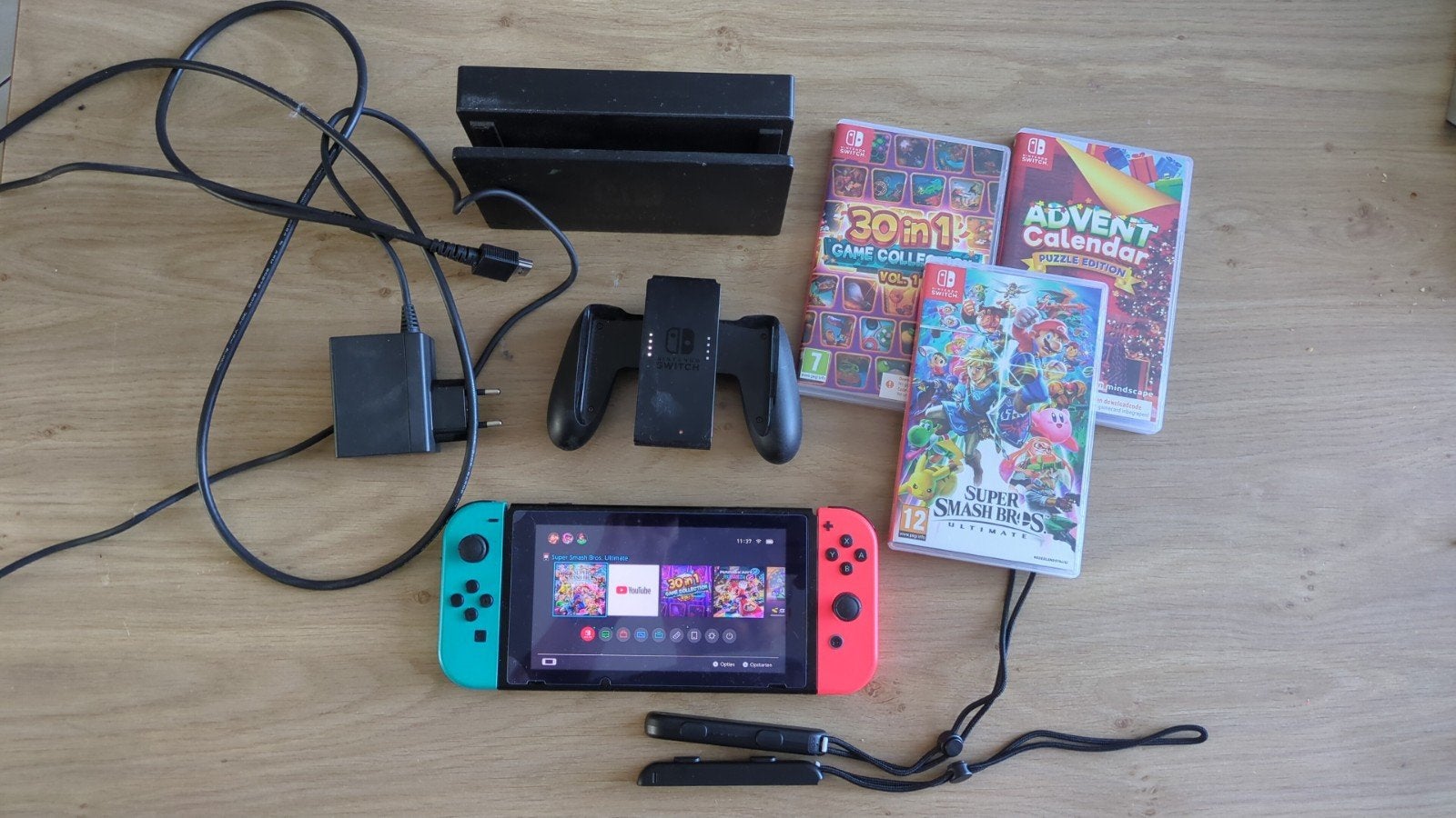Nintendo Switch met accessoires en games, Ophalen, Met 2 controllers, Switch Original, Gebruikt