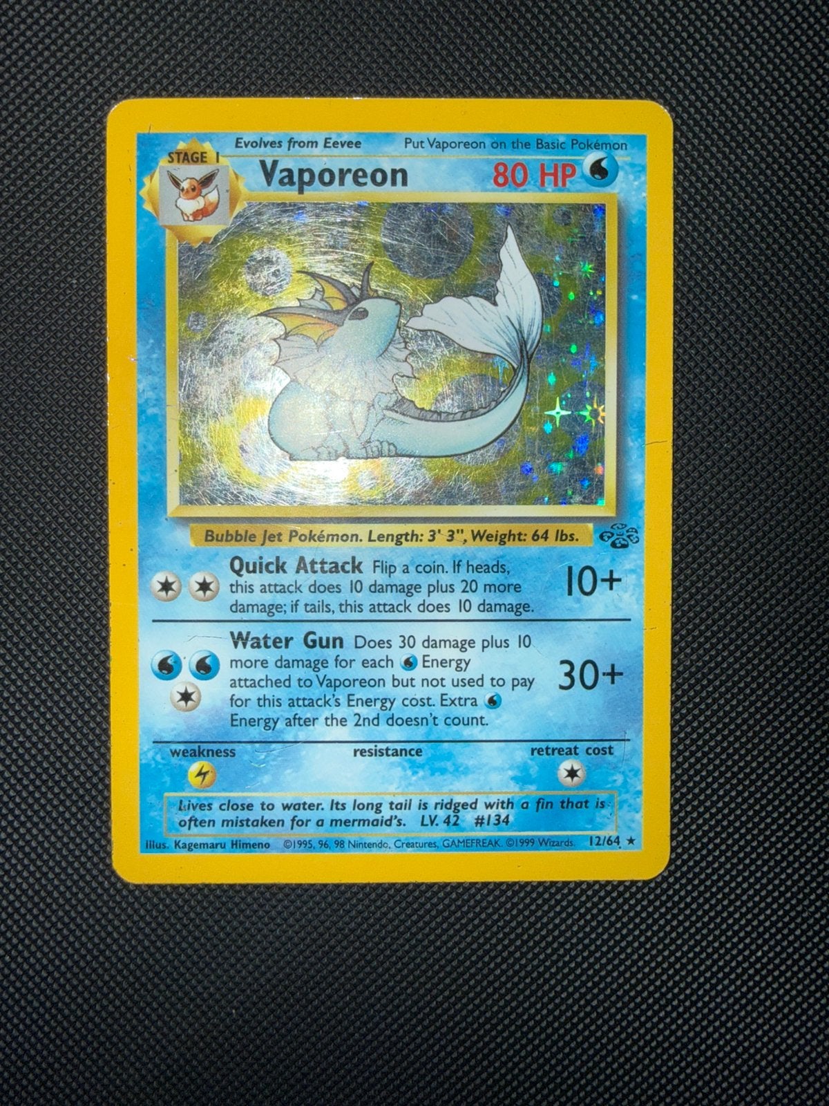Pokémon - Jungle - Vaporeon JU12, Ophalen of Verzenden, Zo goed als nieuw