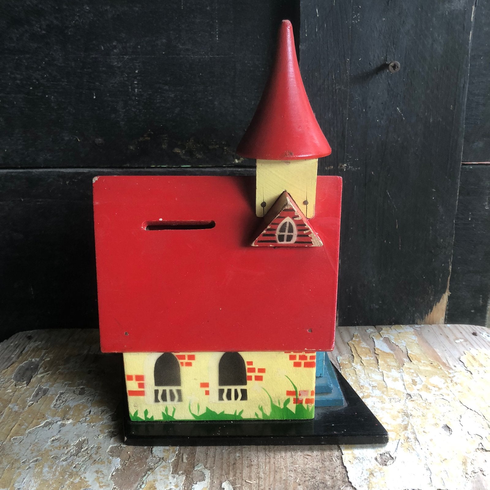 Oude houten spaarpot kerkje, Antiek en Kunst, Ophalen of Verzenden