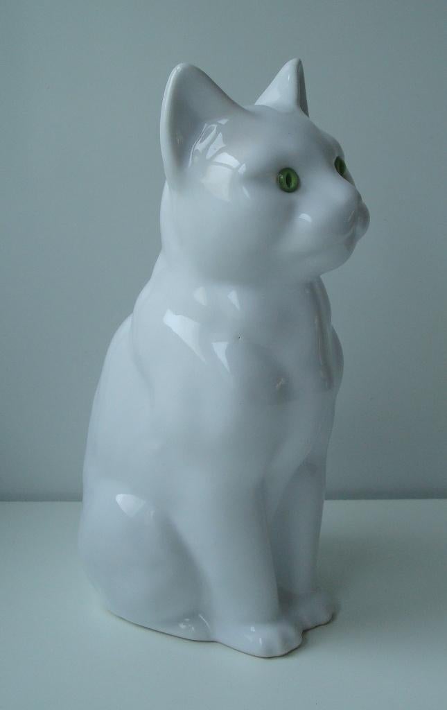 Vintage keramiek witte kat/poes, Ophalen, Zo goed als nieuw, Dier