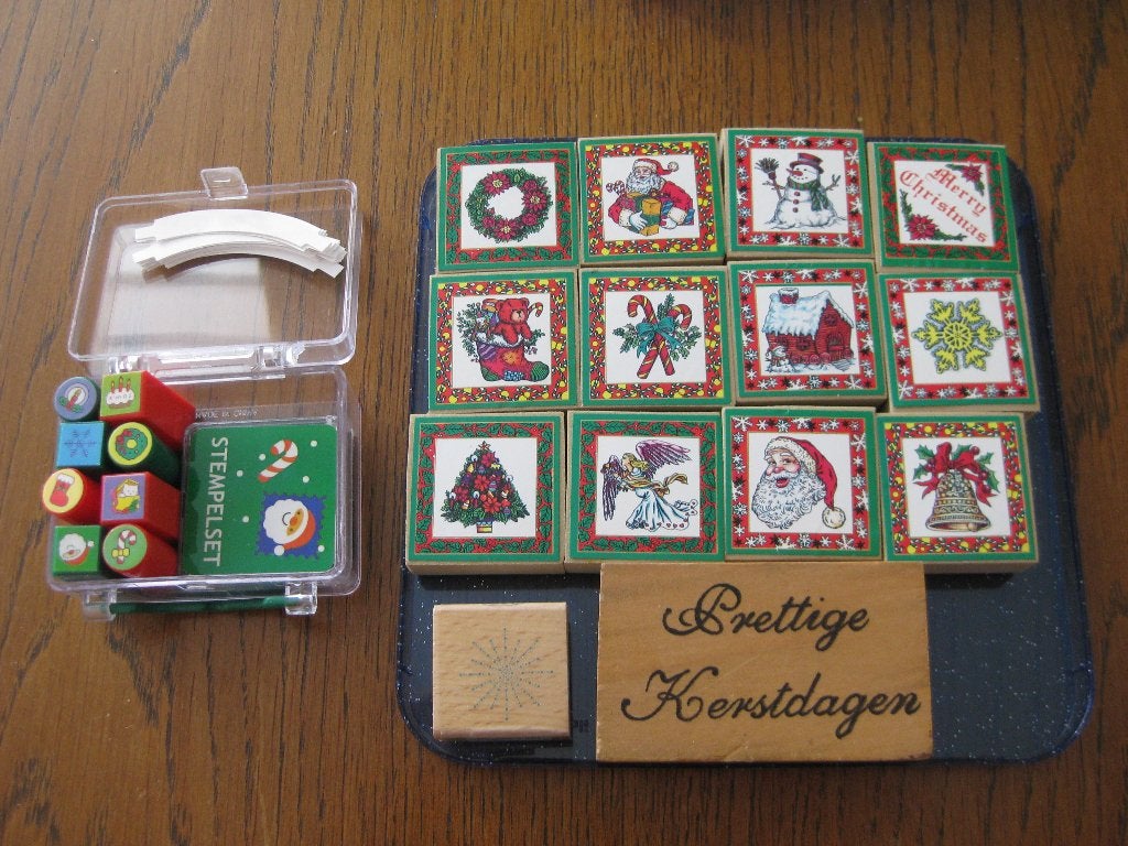 Diverse kerst stempels / kerstman sneeuwvlok etc, Ophalen, Zo goed als nieuw, Houten stempel