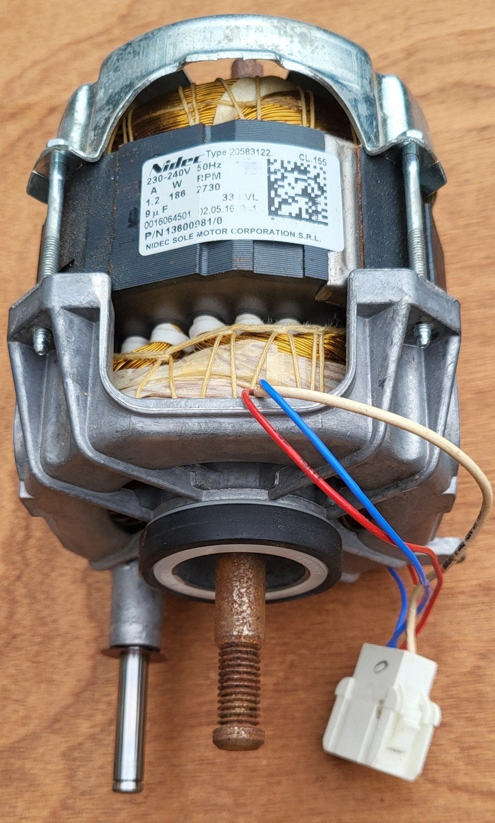 Elektromotor wasmachine nidec 240V, Doe-het-zelf en Verbouw, Ophalen of Verzenden, Gebruikt, Elektromotor, 1800 rpm of meer