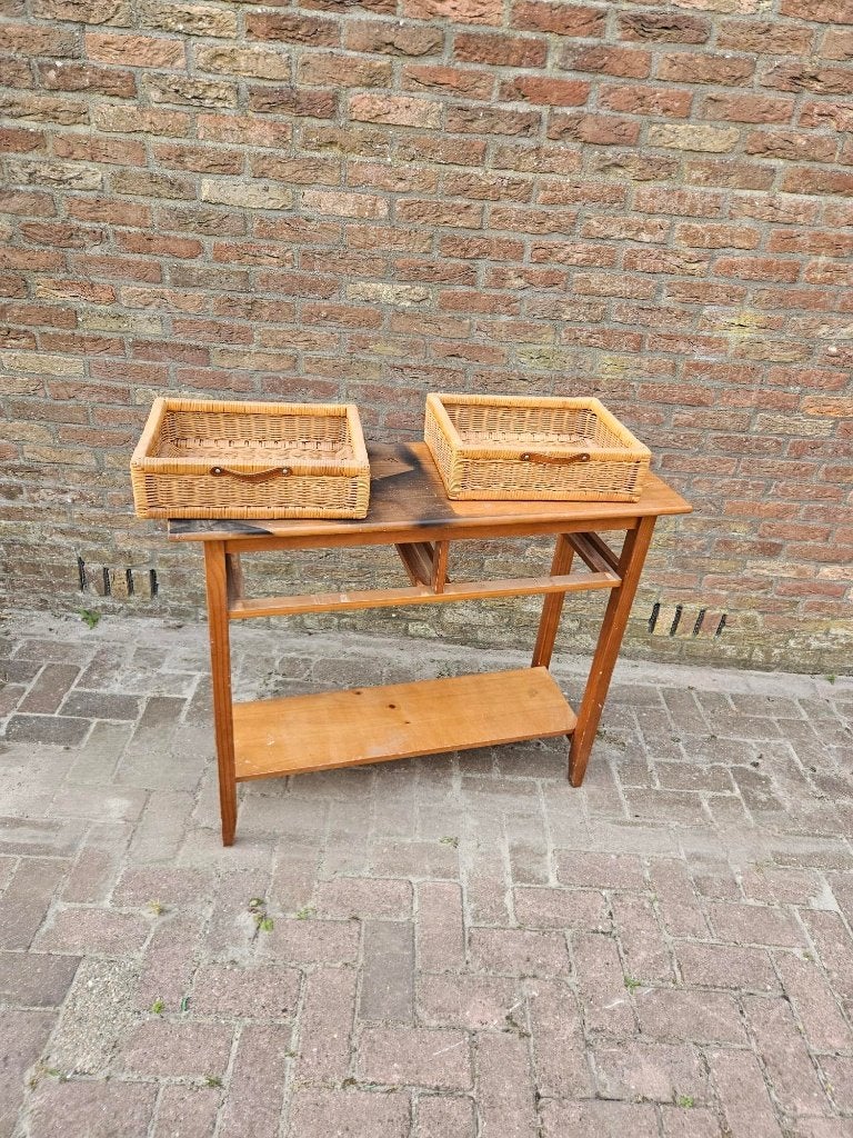 Tafeltje met 2 rieten lades 100 x 35 x 83cm hoog, Huis en Inrichting, Tafels | Sidetables, Ophalen, Gebruikt, 50 tot 100 cm, 25 tot 50 cm