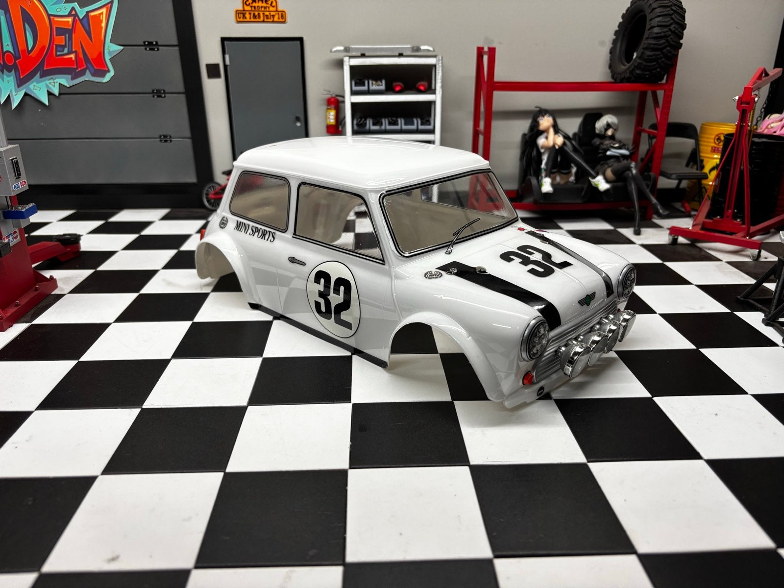 Tamiya Mini Cooper M-chassis body 210mm met rally lampen, Hobby en Vrije tijd, Elektro, Nieuw, Ophalen of Verzenden, Schaal 1:10