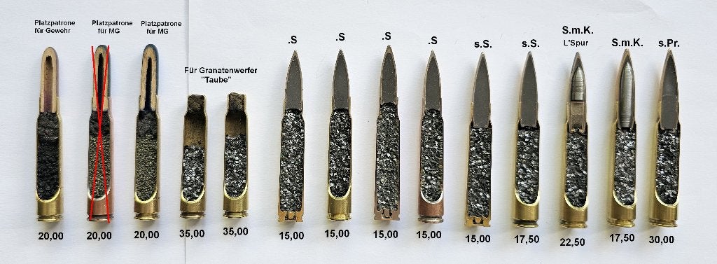 7,92x57 Mauser WW1 DOORSNEDEN, Ophalen of Verzenden, Duitsland