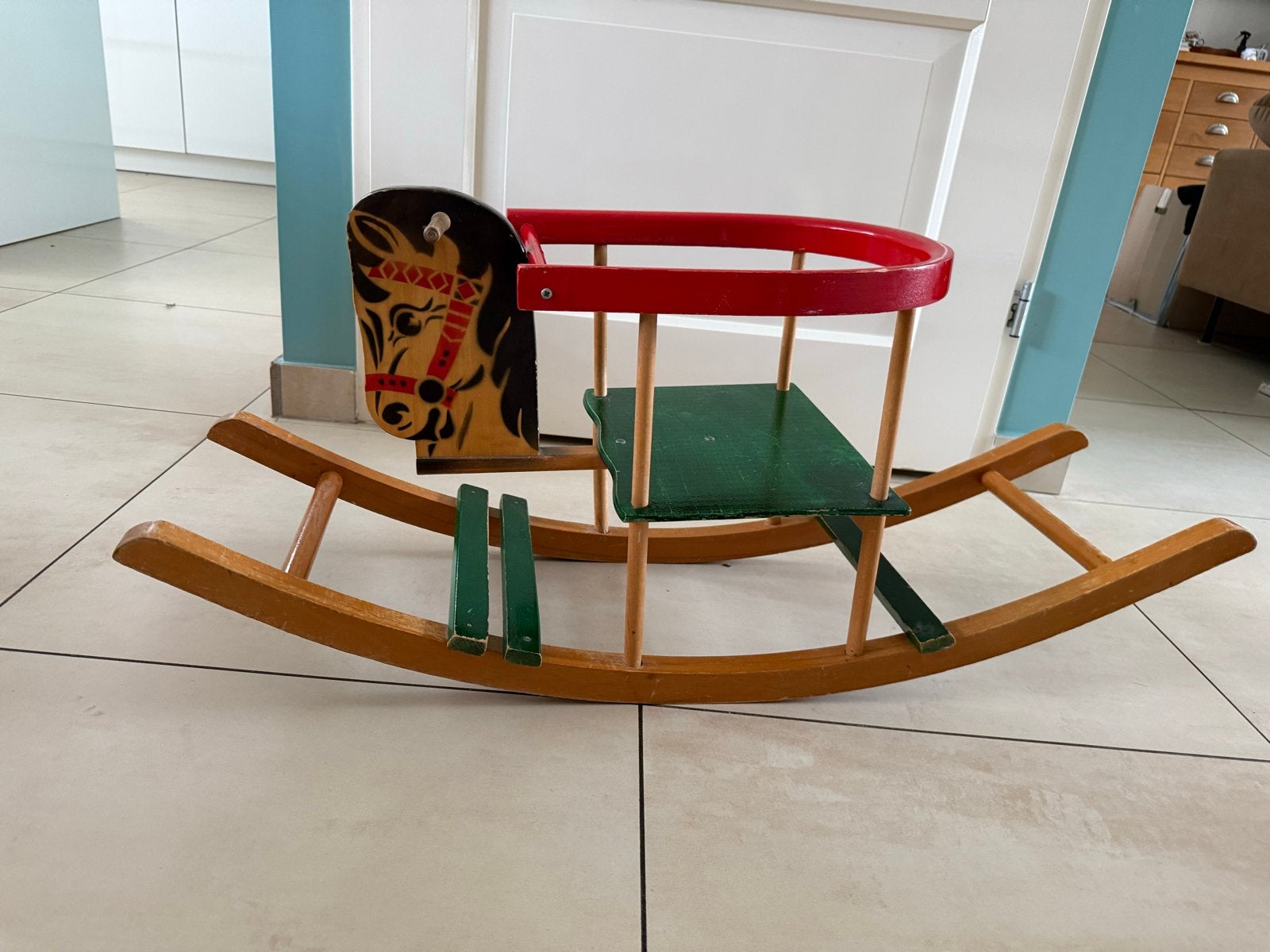 Vintage Hobbelpaard Jaren '70 - Houten Speelgoed, Ophalen, Gebruikt, Rij- of Hobbelspeelgoed