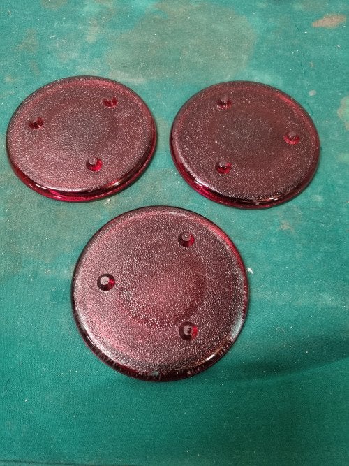 onderzetters glas rood drie stuks, Ophalen of Verzenden, 'T Olde Gre-j, Info@toldegrej.nl, Endepoelstraat 20f Didam