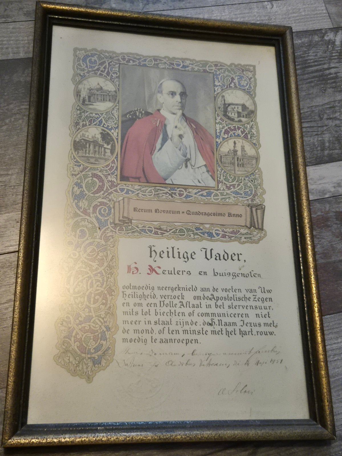 Ingelijste paus Pius XII prent - Heilig Vader 1951, Ophalen of Verzenden