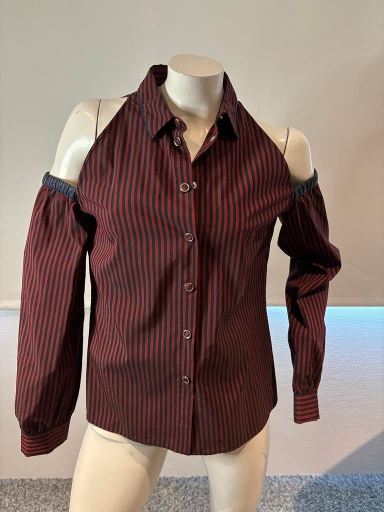 Drome blouse met open schouders en leren randjes maat m, Kleding | Dames, Blouses en Tunieken, Maat 38/40 (M), ., Ophalen of Verzenden