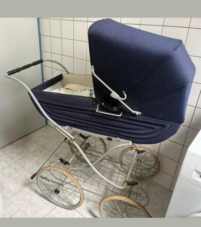 Vintage kinderwagen blauw, Ophalen, Gebruikt, Overige merken