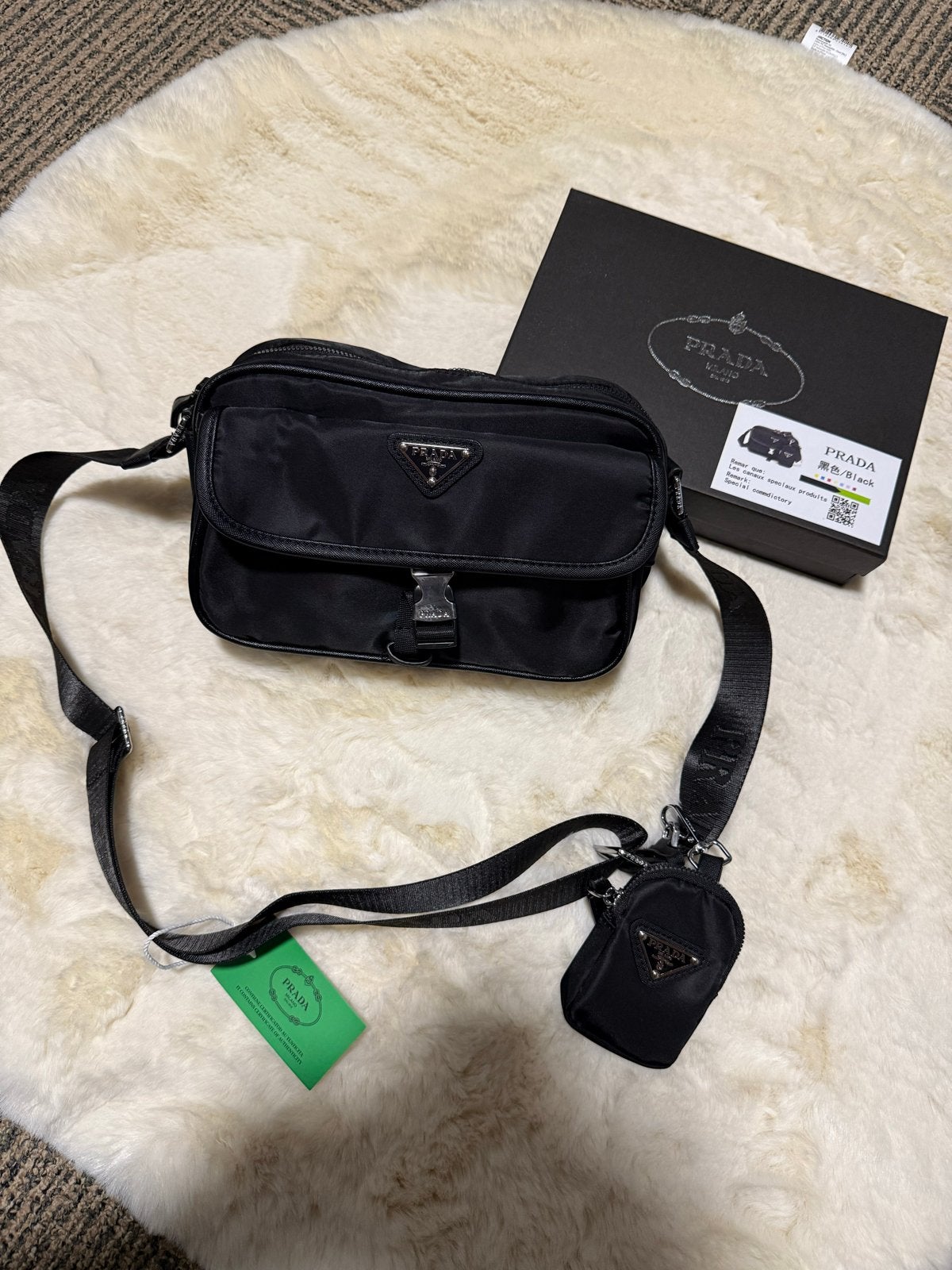 Prada schoudertas met afneembaar mini-etui - Zwart, Ophalen of Verzenden, Nieuw, Zwart, Overige merken