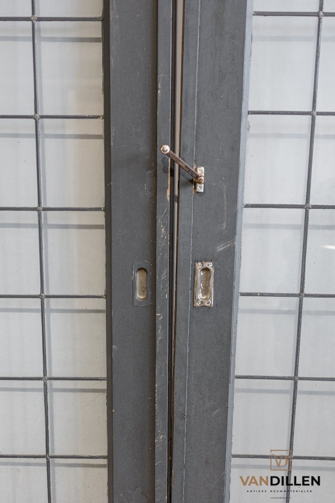Oude ensuite schuifdeuren met glas in lood 209 x 85.5, 120 cm of meer, Binnendeur, Ophalen of Verzenden, Zo goed als nieuw