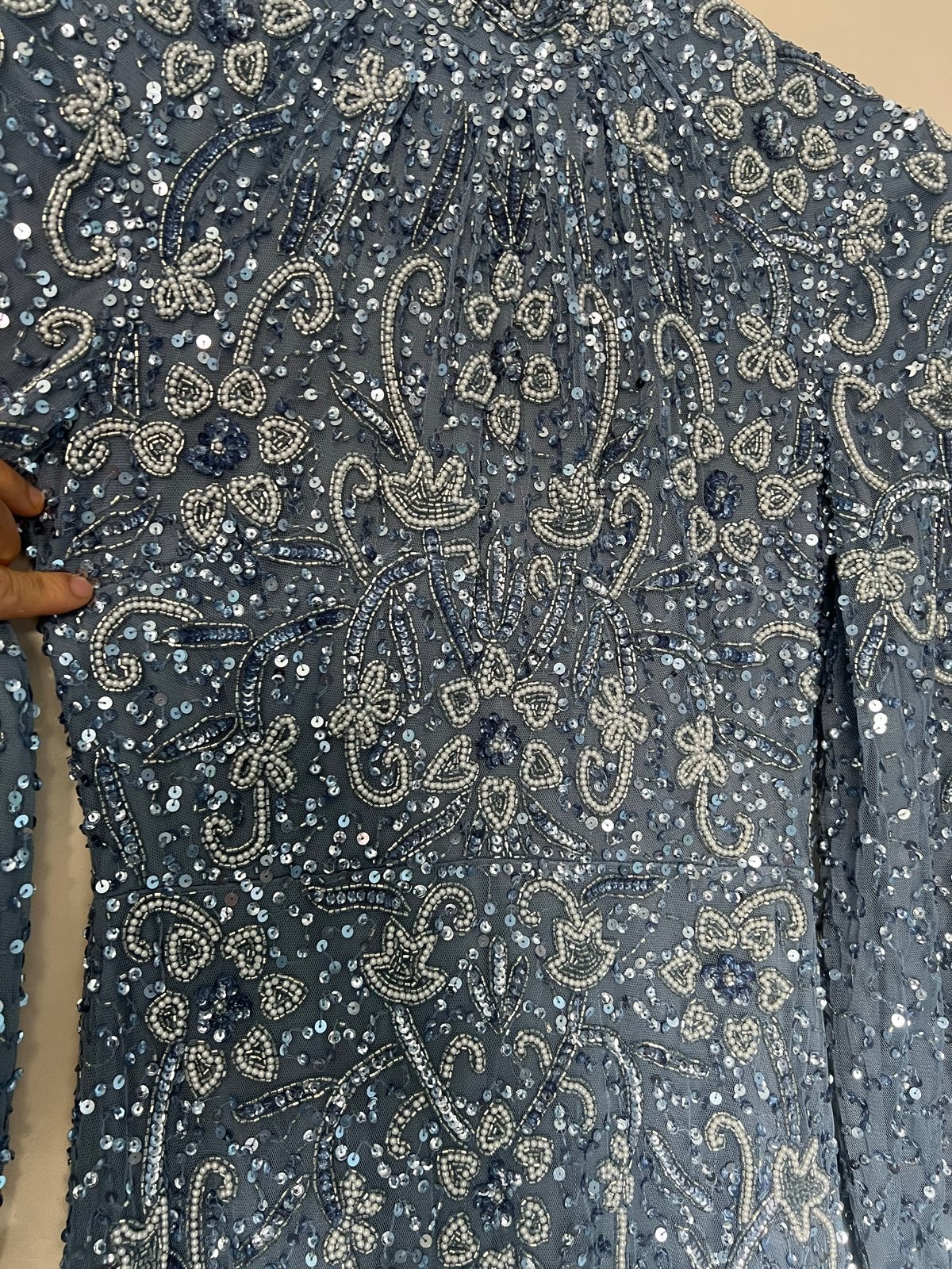 Prachtige blauwe galajurk met pailletten en kralen, Galajurk, Blauw, Nieuw, Ophalen of Verzenden