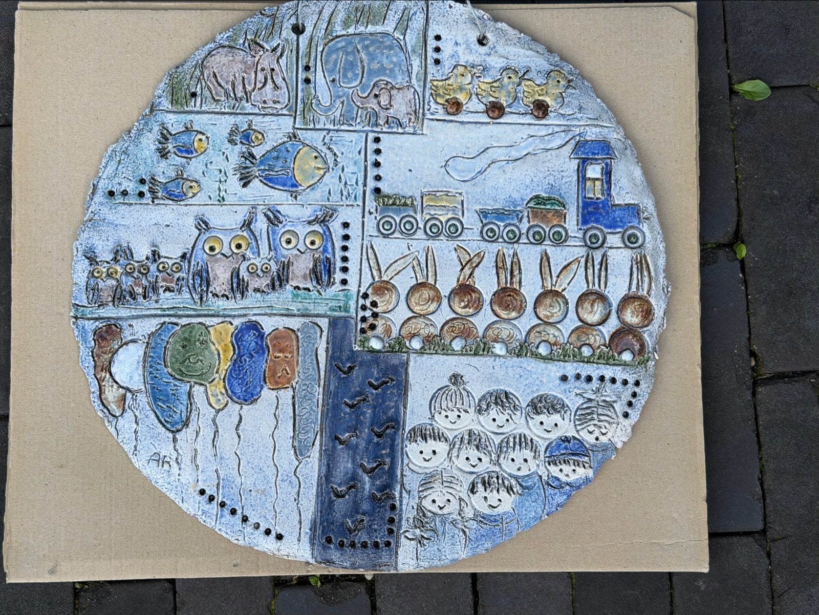 Keramieken wanddecoratie met dieren en kinderen, Ophalen, Overige onderwerpen, Wanddecoratie, 20 - 50 cm