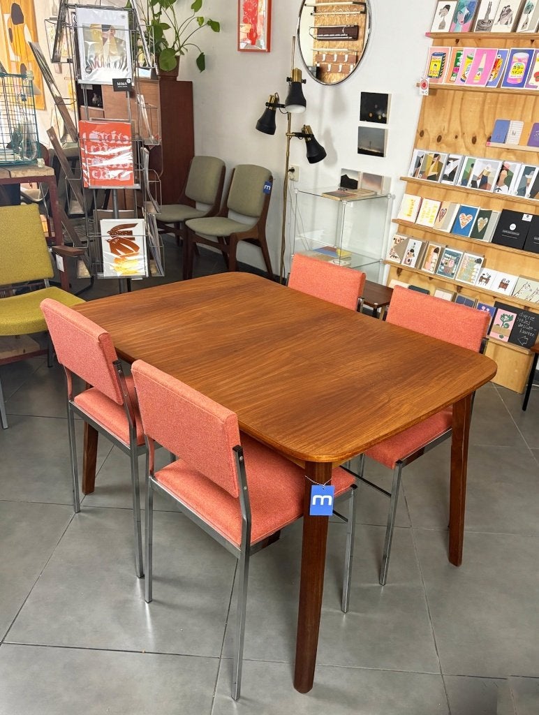 Vintage jaren 60 eettafel van teakhout, Huis en Inrichting, Tafels | Eettafels, Ophalen, Gebruikt, 100 tot 150 cm, 50 tot 100 cm
