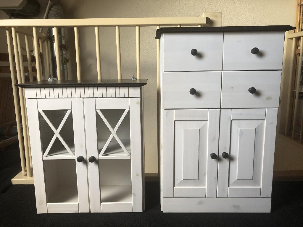Mooie vintage stijl wandkast 2-delig, Ophalen, Gebruikt, Met deur(en), Minder dan 150 cm