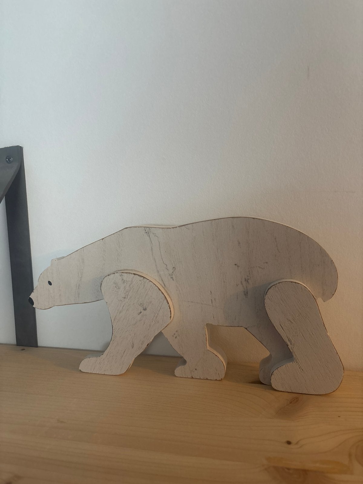 Houten ijsbeer decoratie - 30x15 cm, Ophalen of Verzenden, Zo goed als nieuw, Wit, Hout