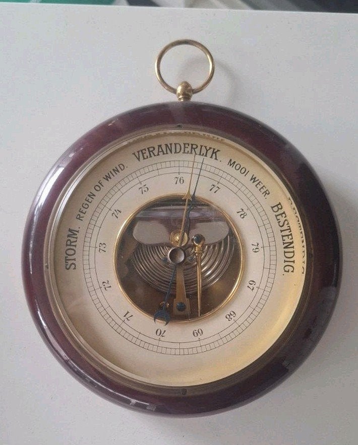 Vintage Barometer - Mooi Weer Bestendig, Ophalen of Verzenden, Gebruikt, Barometer
