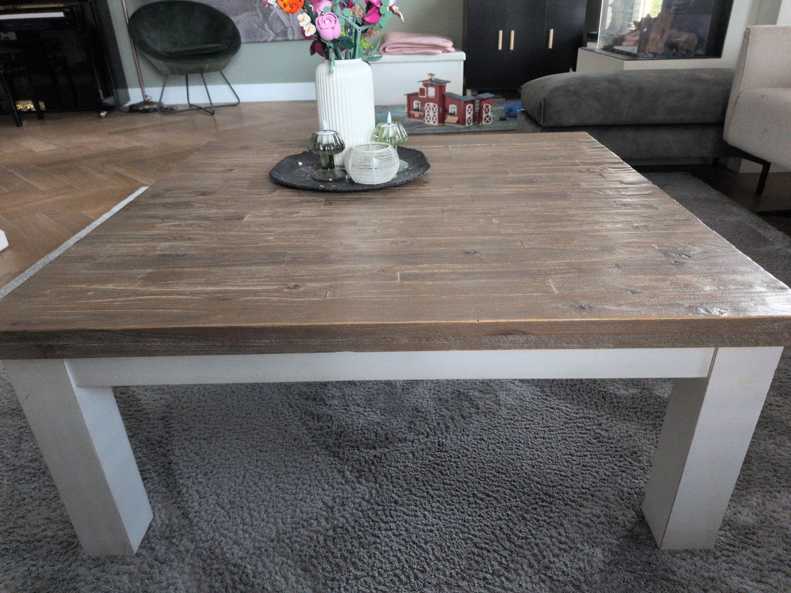 gratis salon tafel (wit, vergrijsd eiken), Ophalen of Verzenden