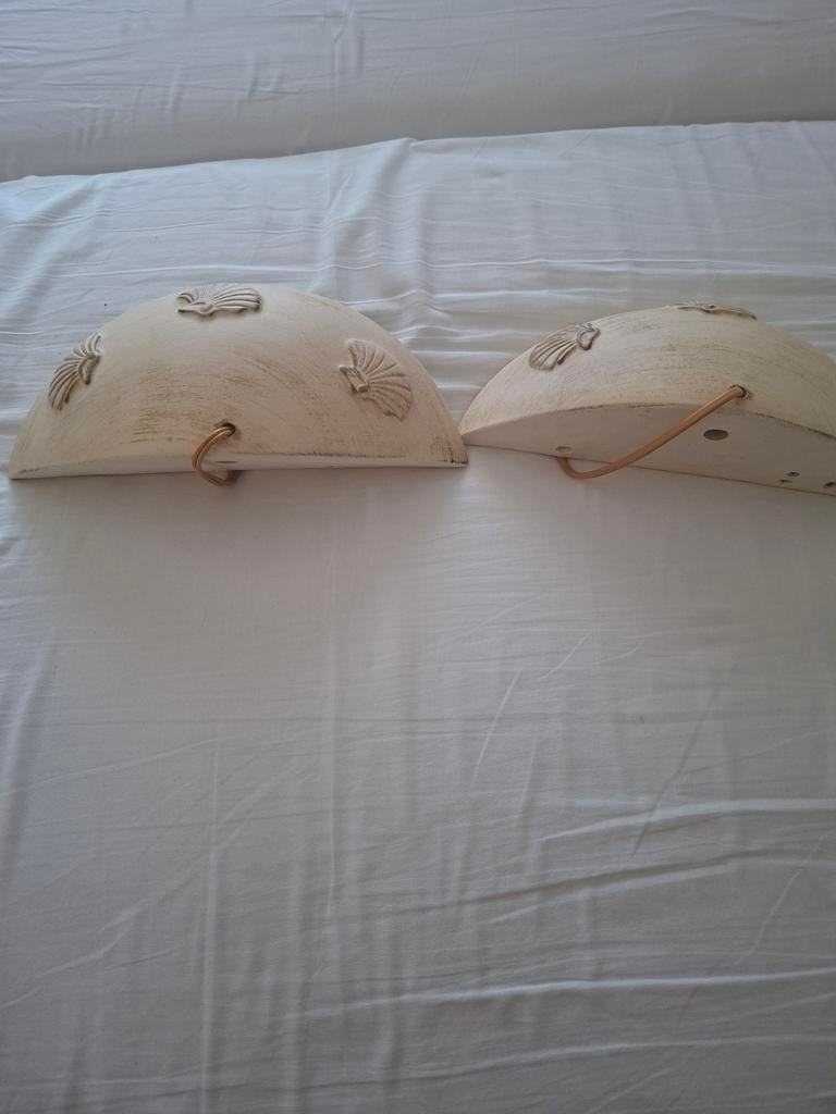 Set van 2 vintage wandlampen met schelpmotief, Huis en Inrichting, Lampen | Wandlampen, Ophalen, Gebruikt, Overige materialen