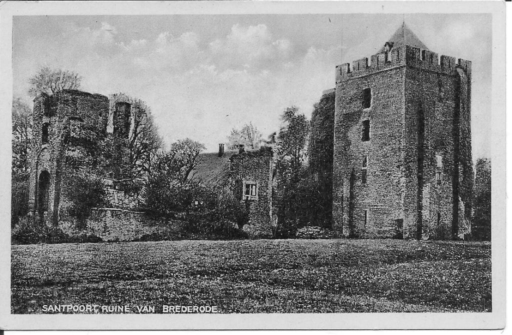 Santpoort Ruïne van Brederode., Ophalen of Verzenden, 1940 tot 1960, Ongelopen, Noord-Holland