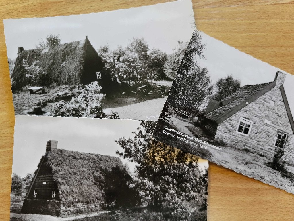 ansicht oud SCHOONOORD Holwoning plaggenhut (3x), Verzamelen, Ansichtkaarten | Nederland, Ophalen of Verzenden, Voor 1920, Drenthe