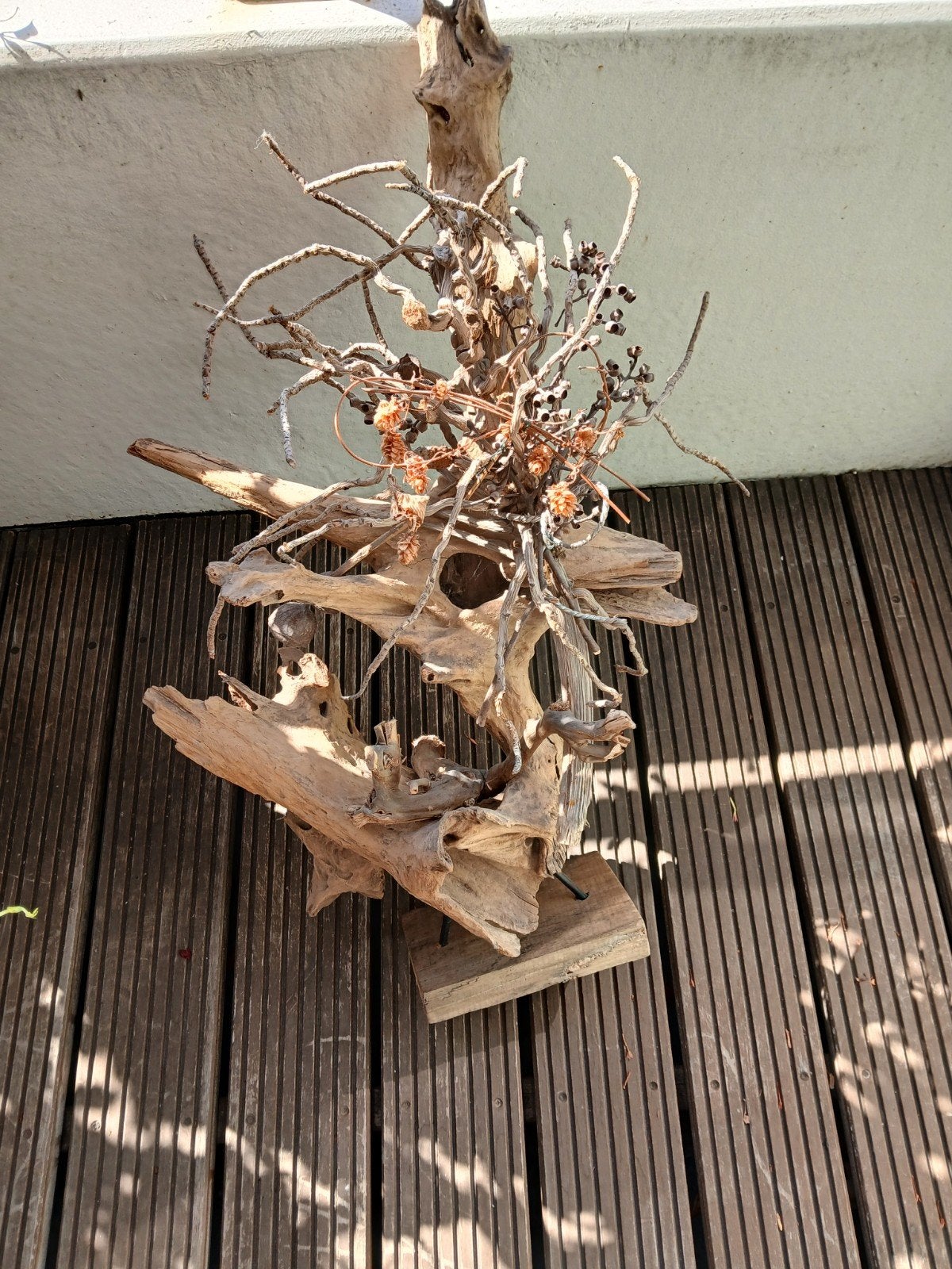 Unieke decoratieve sculptuur van drijfhout, Hout, Ophalen of Verzenden, Bruin, Landelijk