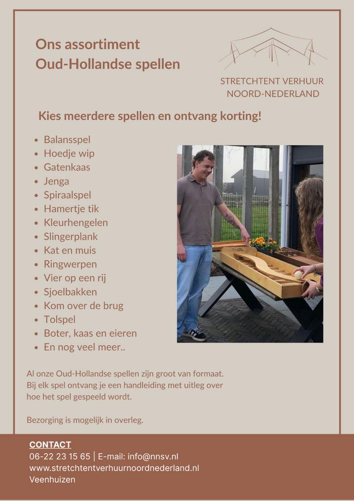 Oud hollandse spellen te huur - spellen - houten spellen, Ophalen, Gebruikt, Overige