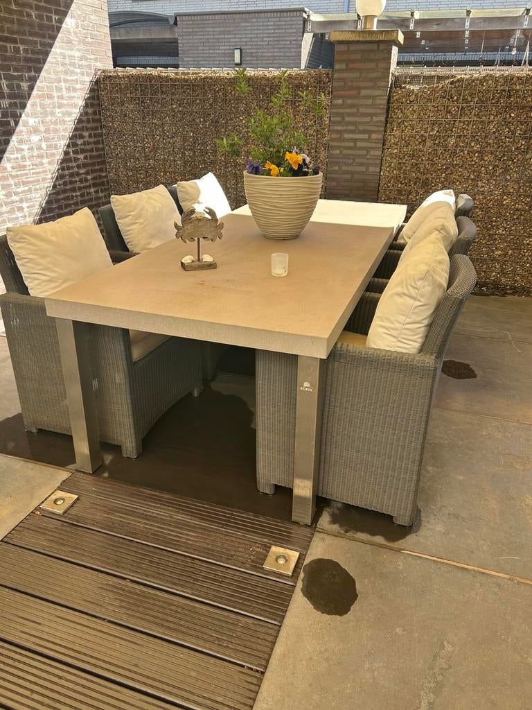 Borek tuinset inclusief Kussens!, Tuin en Terras, Ophalen, Overige materialen, Gebruikt, 6 zitplaatsen