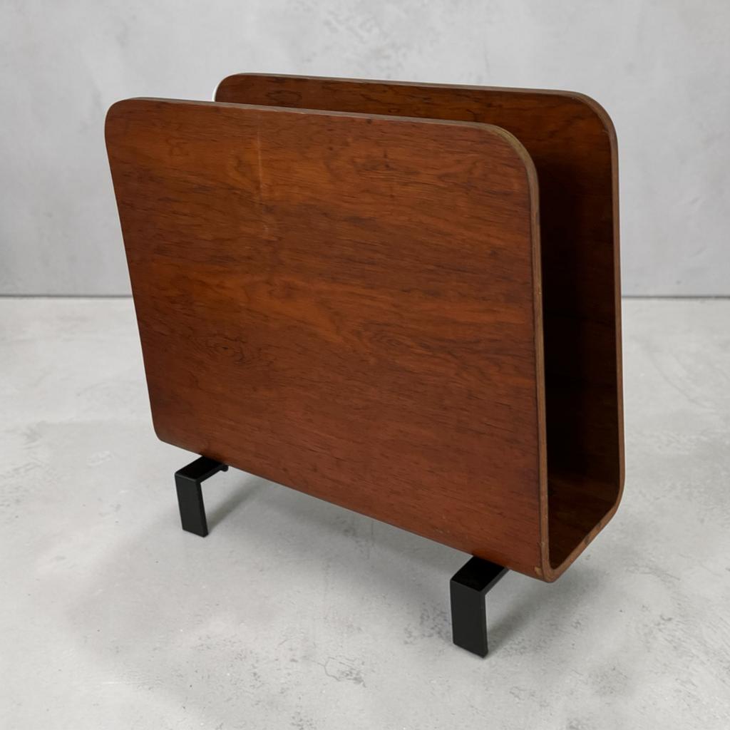Vintage Pastoe stijl lectuurbak teak met zwart metaal 1950-6, Huis en Inrichting, Gebruikt, Pastoe, Huysmans, Ophalen of Verzenden