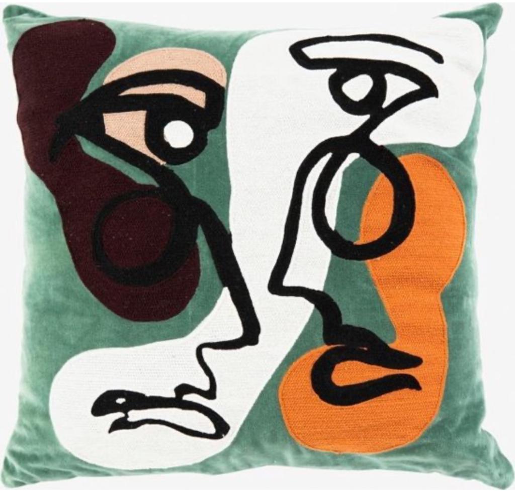 Sissy-Boy Sierkussen met Abstract Gezicht - Groen, Verzenden, Zo goed als nieuw, Groen, Vierkant