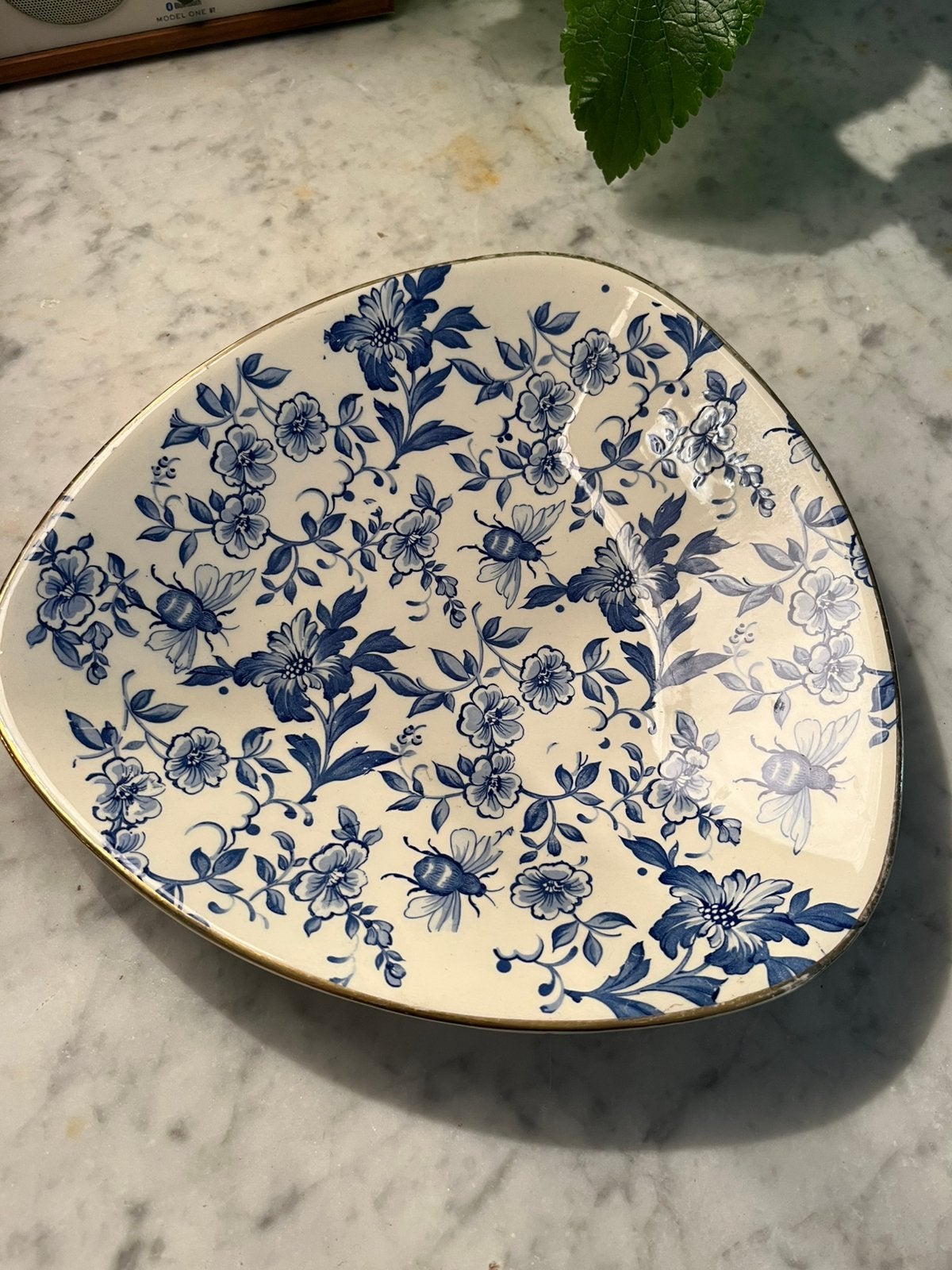 VINTAGE RETRO ORANIEN COBALT SCHAAL KOEKJESSCHAAL SERVIES, Ophalen of Verzenden